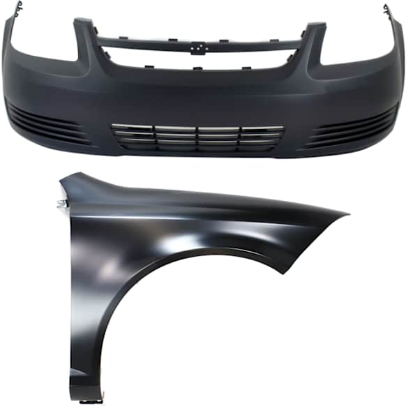 2-Piece Kit, Front Primed Bumper Cover, Includes (1) Bumper Cover and (1) Fender