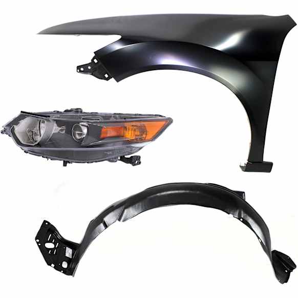 3-Piece Kit Driver Side HID/Xenon Headlight, Without bulb(s), OE Replacement, Includes (1) Fender, (1) Fender Liner and (1) Headlight