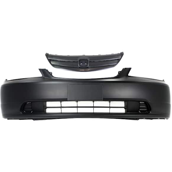 2003 Honda Civic - 2-Piece Kit Front Primed Bumper Cover, Sedan, Includes (1) Bumper Cover and (1) Grille