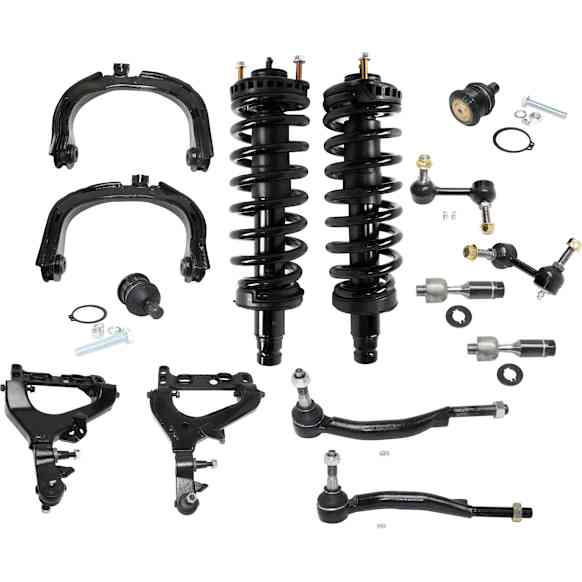 14-Piece Kit Front, Driver and Passenger Side, Upper and Lower Control Arm Kit, Includes (4) Control Arm, (2) Sway Bar Link, (2) Ball Joint, (4) Tie Rod End and (2) Shock Absorber and Strut Assembly