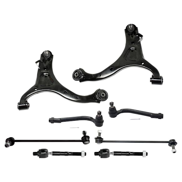 8-Piece Kit Front, Driver and Passenger Side, Upper and Lower Control Arm, Includes (2) Control Arm, (4) Tie Rod End and (2) Sway Bar Link