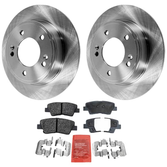 2-Wheel Set Front and Rear Brake Disc and Pad Kit, Plain Surface, 261.87 mm, Includes (2) Brake Disc and (1) Brake Pad Set