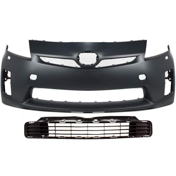 2-Piece Kit, Front Primed Bumper Cover, For Models With LED Headlights, CAPA Certified, Includes (1) Bumper Cover and (1) Bumper Grille