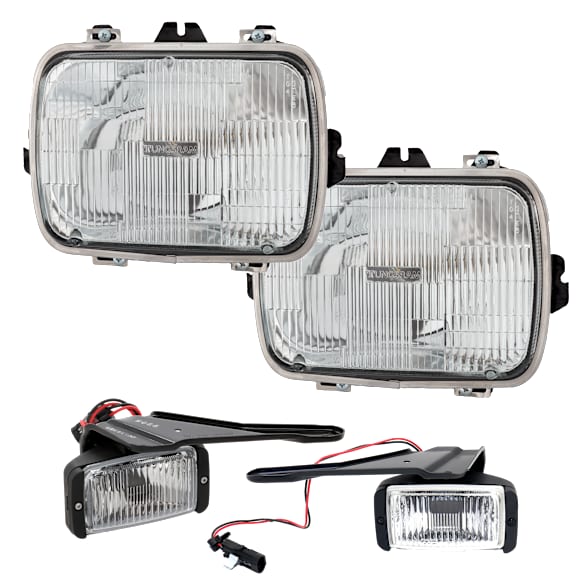 4-Piece Kit, Driver and Passenger Side Headlight, Assembly, Halogen, with Fog Light