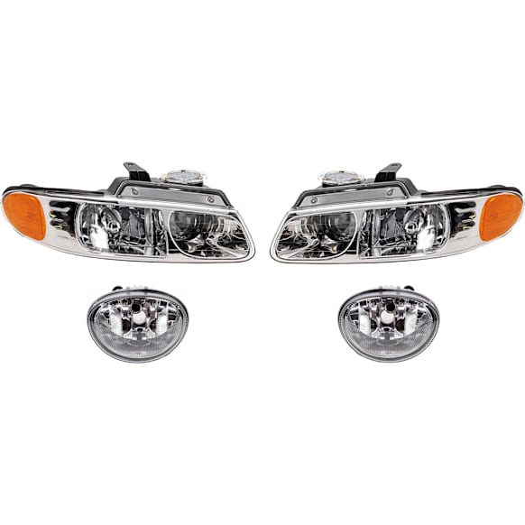 4-Piece Kit, Driver and Passenger Side Headlight, Assembly, Halogen, with Fog Light