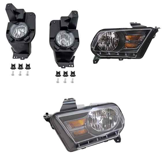 4-Piece Kit, Driver and Passenger Side Headlight, Assembly, Halogen, with Fog Light