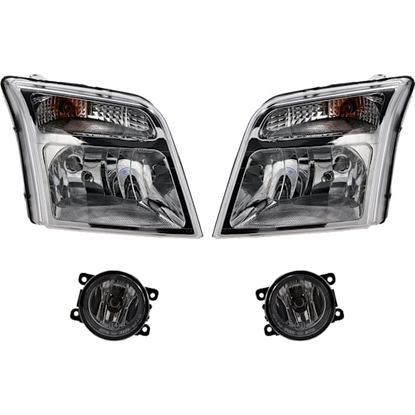 4-Piece Kit, Driver and Passenger Side Headlight, Assembly, Halogen, with Fog Light, CAPA Certified