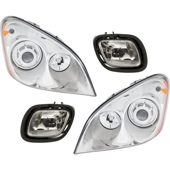 4-Piece Kit, Driver and Passenger Side Headlight, Lens and Housing, Halogen, with Fog Light