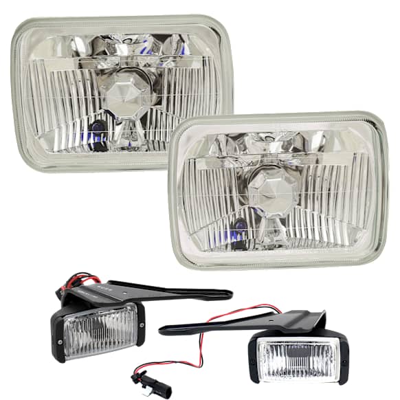 4-Piece Kit, Driver and Passenger Side Headlight, Assembly, Halogen, with Fog Light