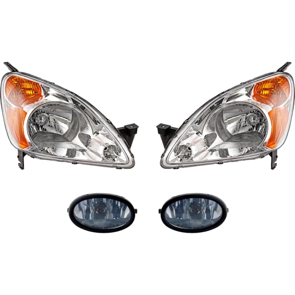 4-Piece Kit, Driver and Passenger Side Headlight, Lens and Housing, Halogen, with Fog Light