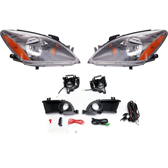 4-Piece Kit, Driver and Passenger Side Headlight, Assembly, Halogen, with Fog Light
