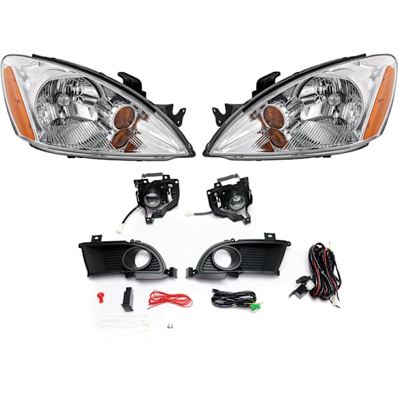 4-Piece Kit, Driver and Passenger Side Headlight, Assembly, Halogen, with Fog Light