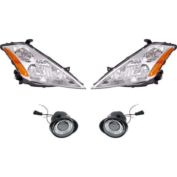 4-Piece Kit, Driver and Passenger Side Headlight, Assembly, Halogen, with Fog Light