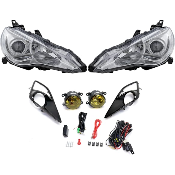 4-Piece Kit, Driver and Passenger Side Headlight, Assembly, Halogen, with Fog Light