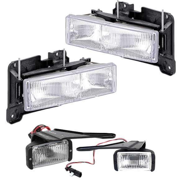 4-Piece Kit, Driver and Passenger Side Headlight, Assembly, Halogen, with Fog Light