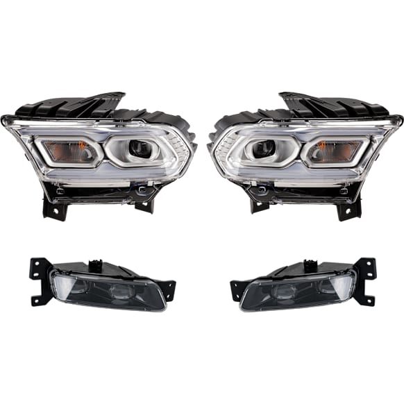 4-Piece Kit, Driver and Passenger Side Headlight, Assembly, LED, with Fog Light, CAPA Certified