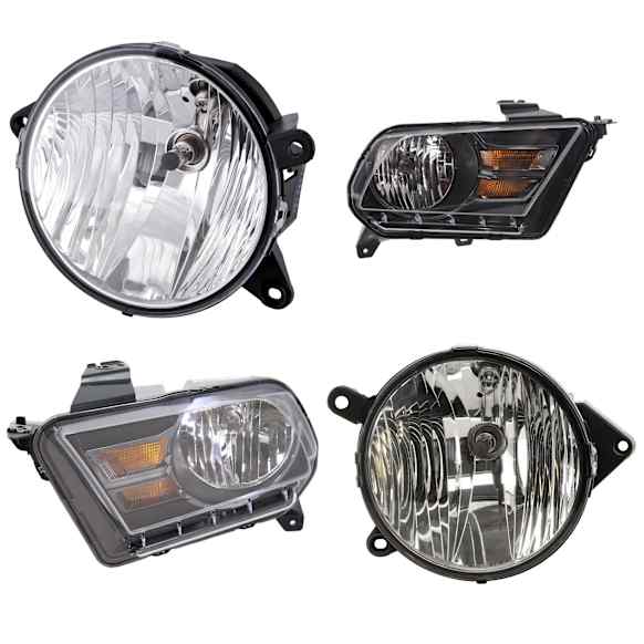 4-Piece Kit, Driver and Passenger Side Headlight, Assembly, Halogen, with Fog Light