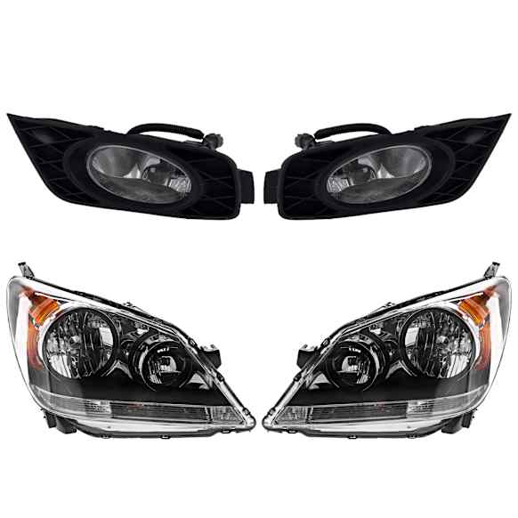 4-Piece Kit, Driver and Passenger Side Headlight, Assembly, Halogen, with Fog Light, CAPA Certified