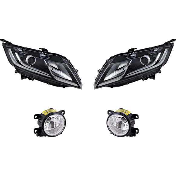 4-Piece Kit, Driver and Passenger Side Headlight, Assembly, Halogen, with Fog Light, CAPA Certified
