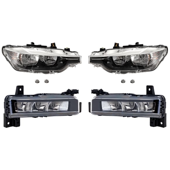 4-Piece Kit, Driver and Passenger Side Headlight, Assembly, Halogen, with Fog Light
