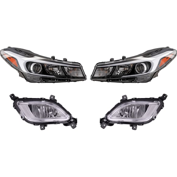 4-Piece Kit, Driver and Passenger Side Headlight, Assembly, Halogen, with Fog Light, CAPA Certified