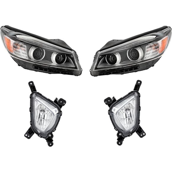 4-Piece Kit, Driver and Passenger Side Headlight, Assembly, Halogen, with Fog Light, CAPA Certified