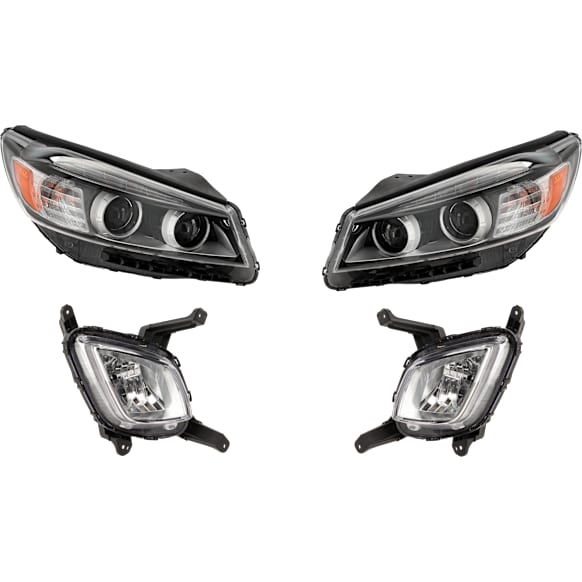 4-Piece Kit, Driver and Passenger Side Headlight, Assembly, Halogen, with Fog Light