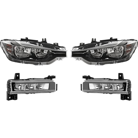 4-Piece Kit, Driver and Passenger Side Headlight, Assembly, Halogen, with Fog Light, CAPA Certified