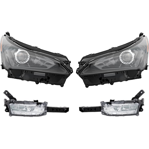 4-Piece Kit, Driver and Passenger Side Headlight, Assembly, LED, with Fog Light, CAPA Certified