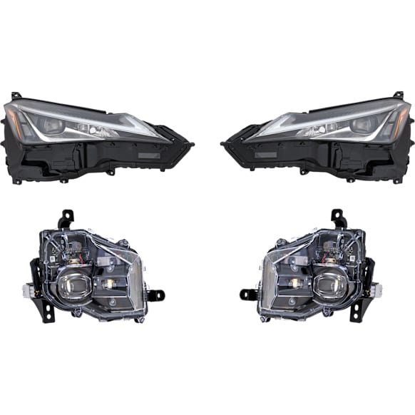 4-Piece Kit, Driver and Passenger Side Headlight, Lens and Housing, LED, with Fog Light