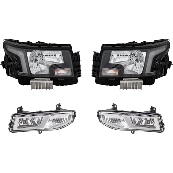 4-Piece Kit, Driver and Passenger Side Headlight, Assembly, Halogen, with Fog Light