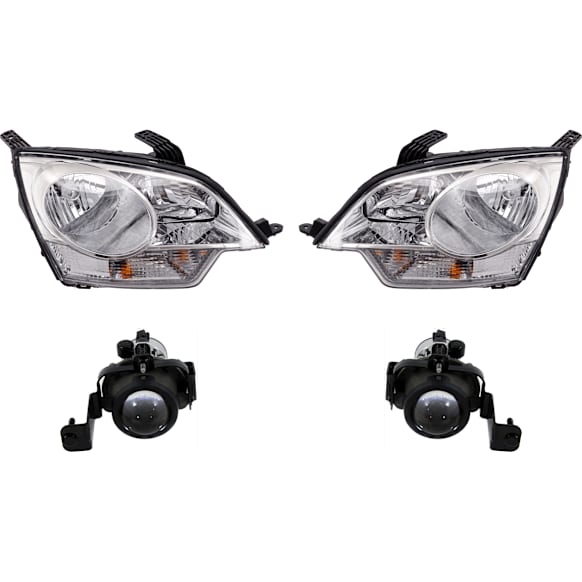 4-Piece Kit, Driver and Passenger Side Headlight, Assembly, Halogen, with Fog Light