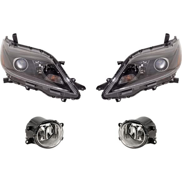 4-Piece Kit, Driver and Passenger Side Headlight, Assembly, Halogen, with Fog Light