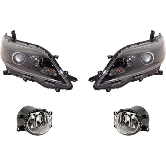 4-Piece Kit, Driver and Passenger Side Headlight, Assembly, Halogen, with Fog Light, CAPA Certified