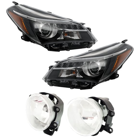 4-Piece Kit, Driver and Passenger Side Headlight, Assembly, Halogen, with Fog Light