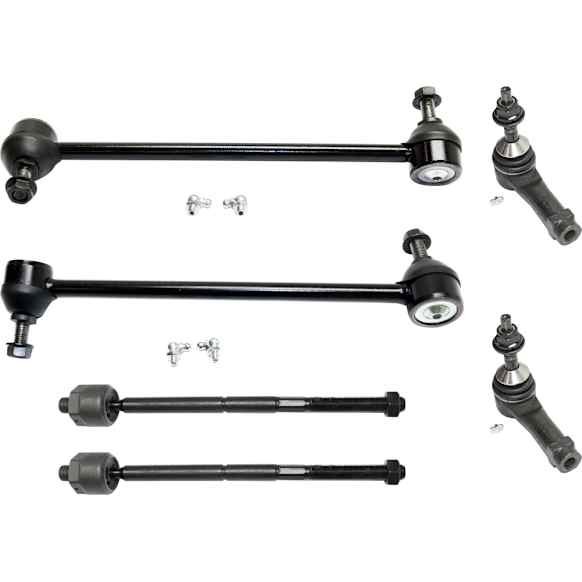 6-Piece Kit Front, Driver and Passenger Side Suspension Kit, Includes (4) Tie Rod End and (2) Sway Bar Link