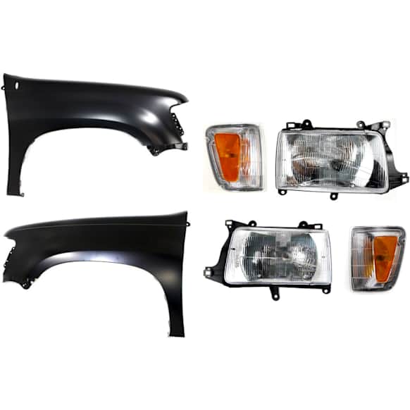 1995 Toyota T100 - 6-Piece Kit Driver and Passenger Side Halogen Headlight, With bulb(s), OE Replacement,  Includes (2) Corner Light, (2) Fender, and (2) Headlight