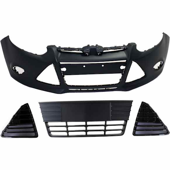 4-Piece Kit, Front Primed Bumper Cover, Includes (1) Bumper Cover and (3) Bumper Grille