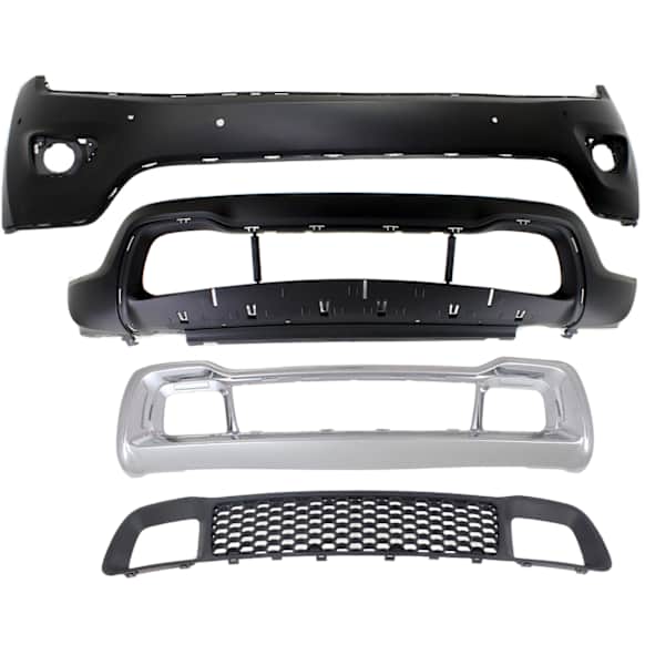 4-Piece Kit, Front, Upper and Lower Upper - Primed, Lower - Textured Bumper Cover, For Models With Parking Aid Sensor, Without Adaptive Cruise Control, Includes (2) Bumper Cover and (2) Bumper Grille