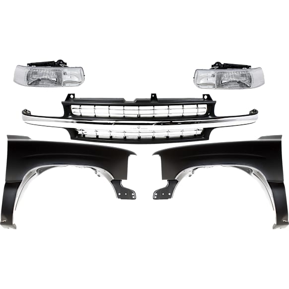 5-Piece Kit, Front, Driver and Passenger Side Fender, CAPA Certified, Includes (2) Fender, (1) Grille, and (2) Headlight