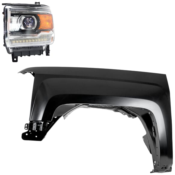 2-Piece Kit, Driver Side LED Headlight, With bulb(s), Type 2, OE Replacement, CAPA Certified, Includes (1) Fender and (1) Headlight