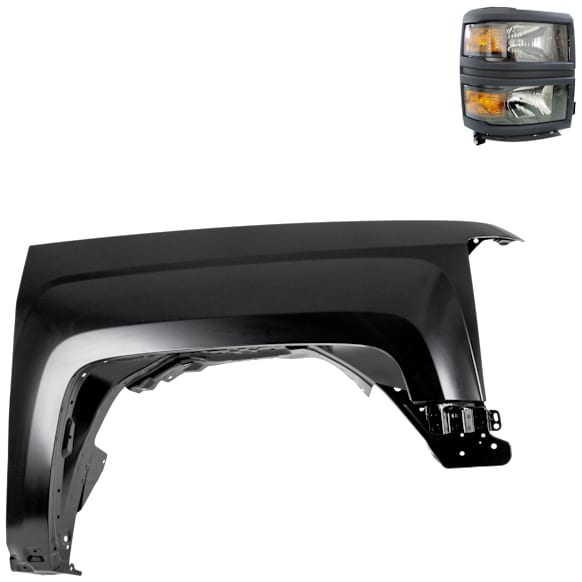 2-Piece Kit, Passenger Side Halogen Headlight, With bulb(s), OE Replacement, CAPA Certified, Includes (1) Fender and (1) Headlight