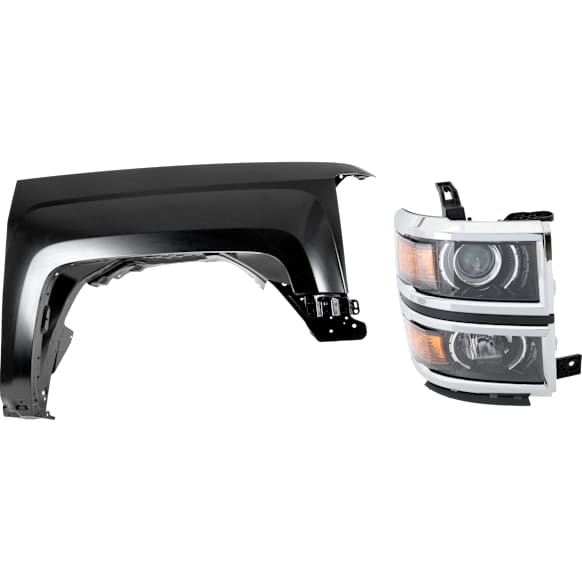 2-Piece Kit, Passenger Side Halogen Headlight, With bulb(s), OE Replacement, CAPA Certified, Includes (1) Fender and (1) Headlight