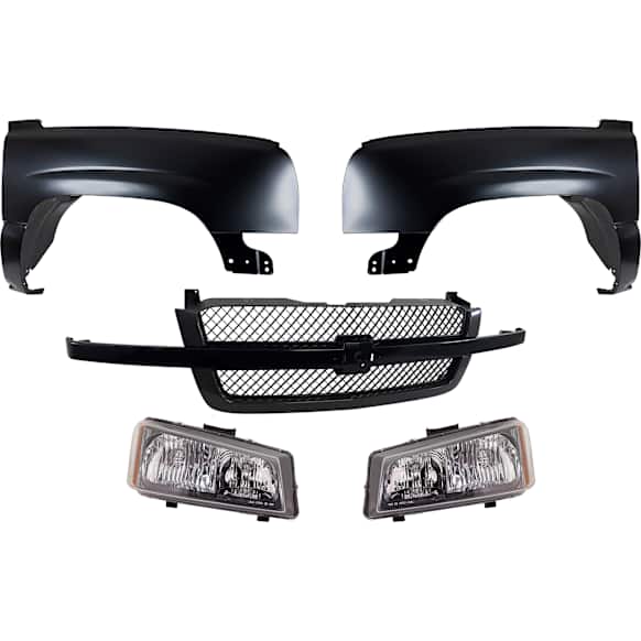 5-Piece Kit, Front, Driver and Passenger Side Fender, Includes (2) Fender, (1) Grille, and (2) Headlight