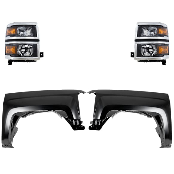 4-Piece Kit, Front, Driver and Passenger Side Fender, Includes (2) Fender and (2) Headlight