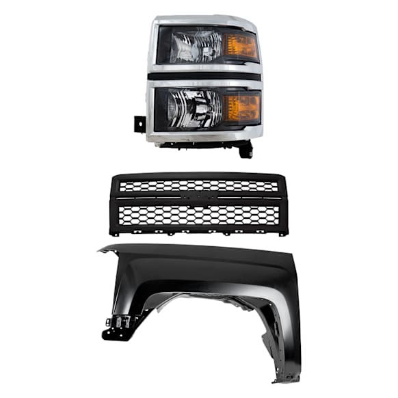 3-Piece Kit, Front, Driver Side Fender, CAPA Certified, Includes (1) Fender, (1) Grille, and (1) Headlight
