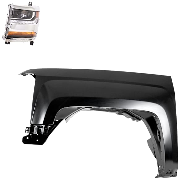 2-Piece Kit, Driver Side HID/Xenon Headlight, Without bulb(s), OE Replacement, CAPA Certified, Includes (1) Fender and (1) Headlight