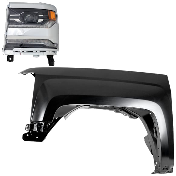 2-Piece Kit, Driver Side LED Headlight, With bulb(s), OE Replacement, CAPA Certified, Includes (1) Fender and (1) Headlight