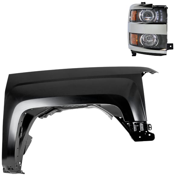 2-Piece Kit Passenger Side Halogen Headlight, With bulb(s), OE Replacement, Includes (1) Fender and (1) Headlight