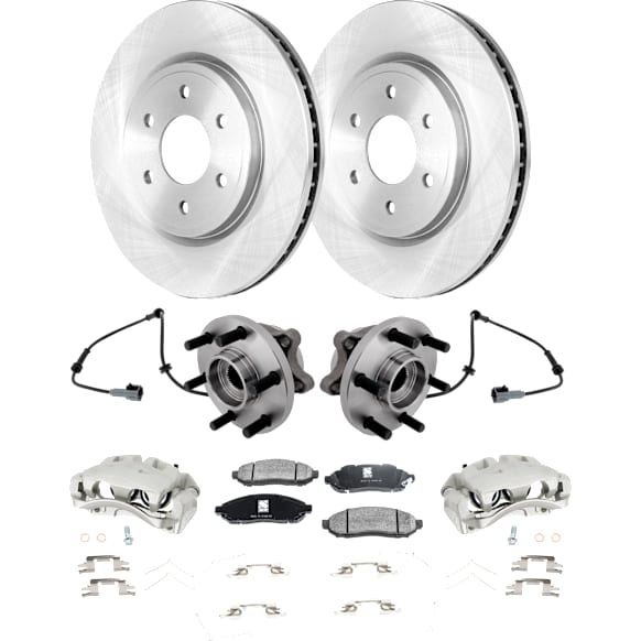 2-Wheel Set Front Brake Kit With Calipers, 6 Lugs,, 4WD, 4.0L, 6Cyl, Includes (2) Brake Caliper, (1) Brake Pad Set, (2) Brake Kit With Calipers and (2) Brake Disc